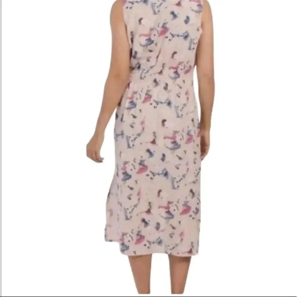 Bellambra Linen Midi Dress Light Pink Smocked waist Tie Back sleeveless Size S - Picture 2 of 11